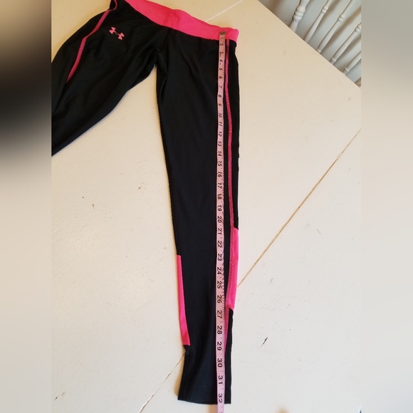 Under Armour Women's Compression Coldgear Leggings Pink Black Size Medium - Picture 10 of 12